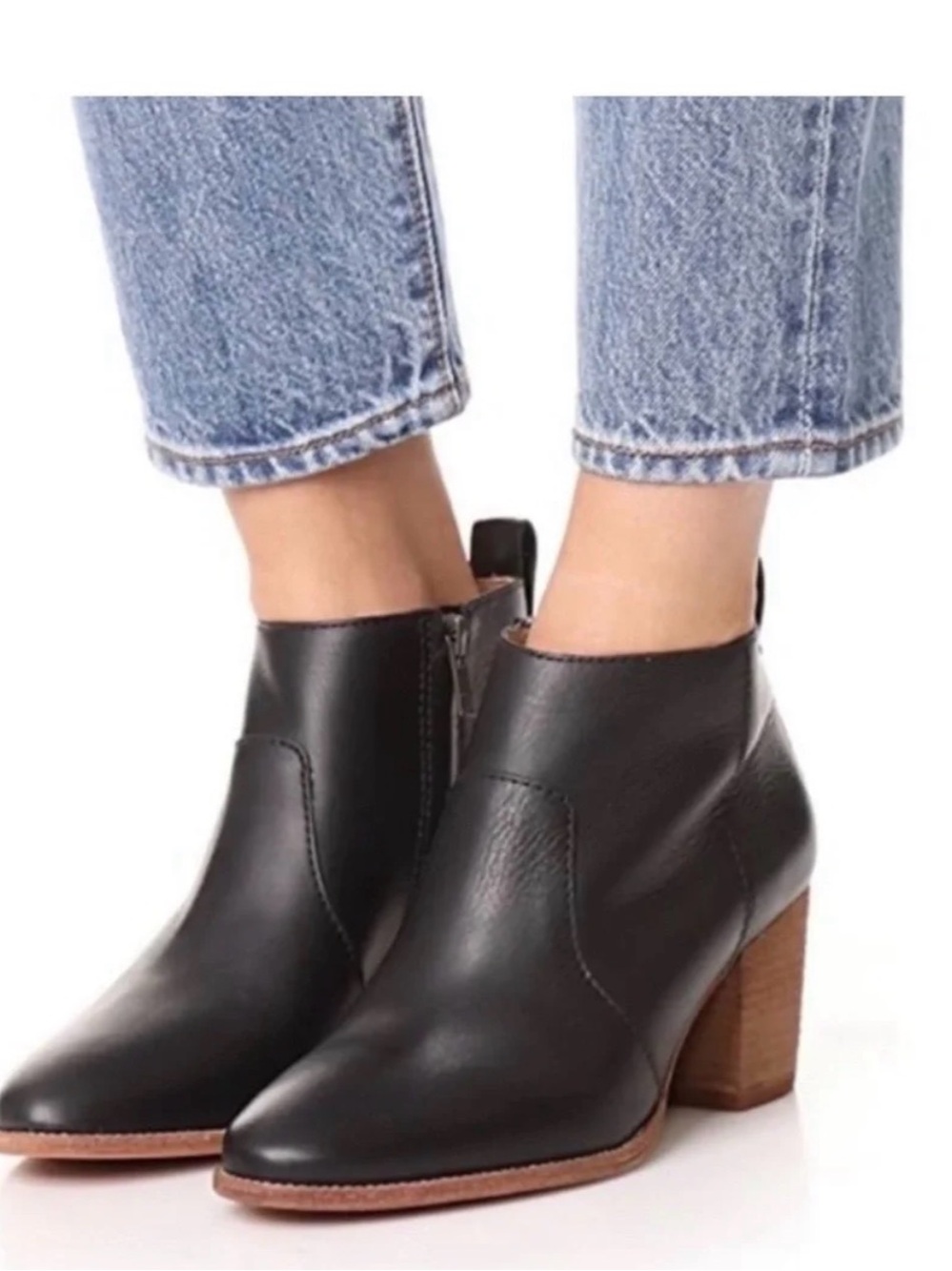 Madewell Brenner Ankle Leather Boots in Black Women’s size 8